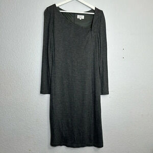 David Meister Grey Viscose Asymmetrical‎ Neckline Long Sleeve Dress Size 12
